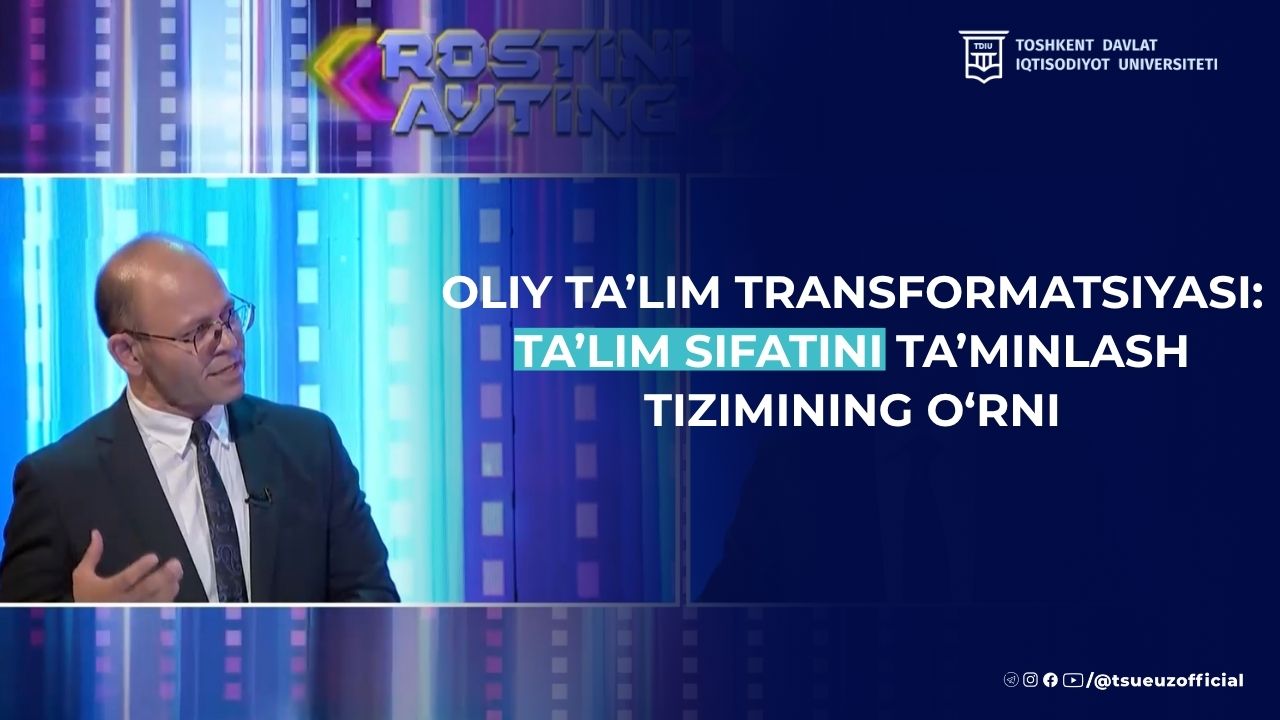 “Yoshlar” telekanalining ommabop “Rostini ayting” tok-shousida Toshkent davlat iqtisodiyot universiteti professori Bobur Urinov ishtirok etdi.
